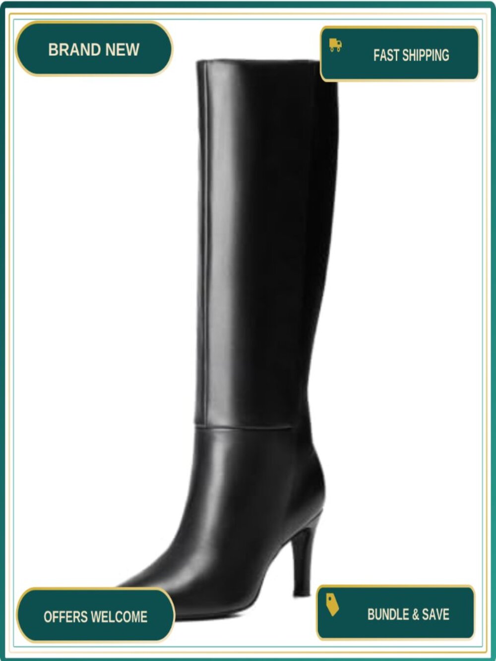 Women's Pointed Toe Stiletto Knee High Boots Faux Leather Tall Dress Boots